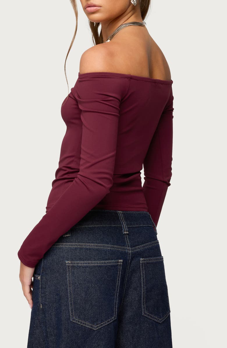 EDIKTED Katie Off the Shoulder Long Sleeve Top, Alternate, color, Purple