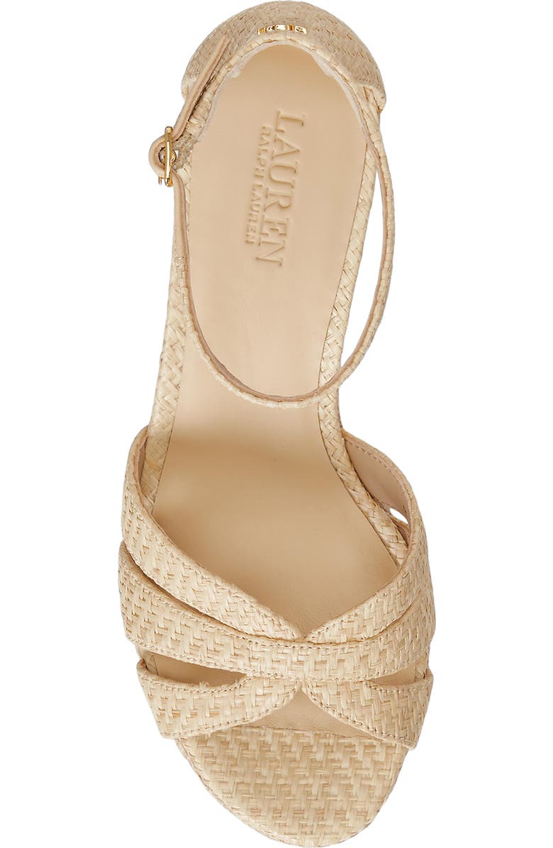 Ralph Lauren Nellie Ankle Strap Wedge Sandal, Alternate, color, Natural