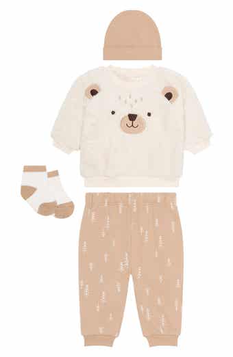 PL Baby by Petit Lem Kids' Faux Shearling Top & Joggers, Hat & Socks Set