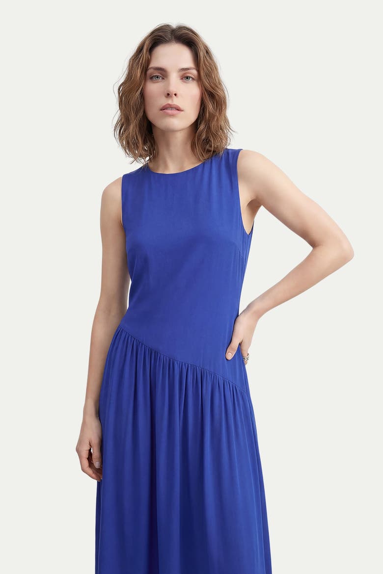 Dropped Waist Chiffon Tiered Maxi Dress, Alternate, color, Cobalt