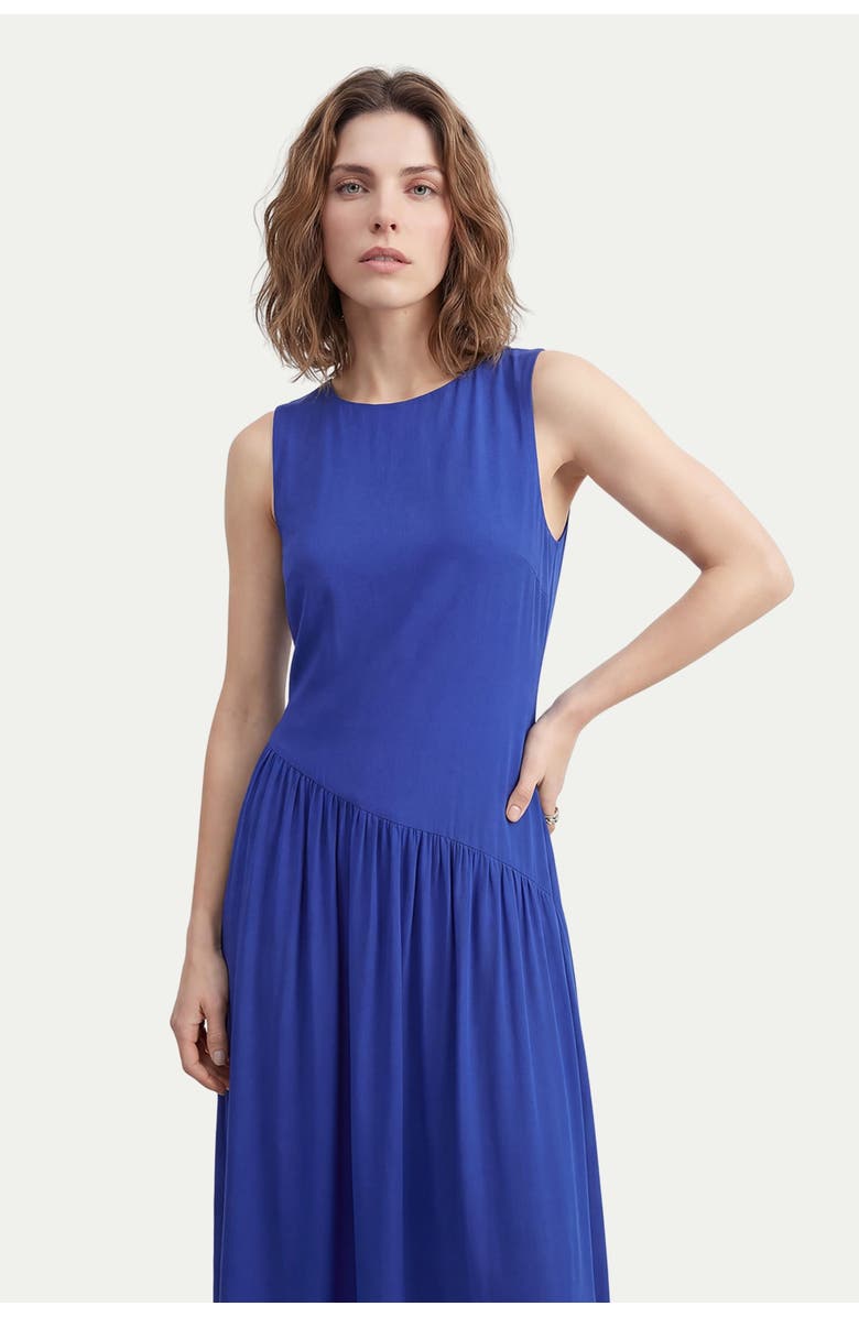 Warehouse Dropped Waist Chiffon Tiered Maxi Dress, Alternate, color, Cobalt