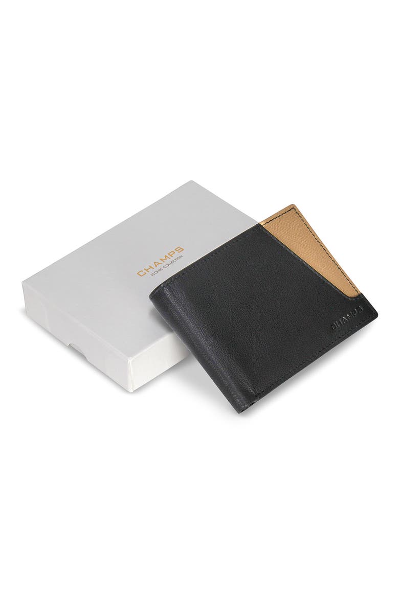 Iconic ID Flap Leather Bifold Wallet, Alternate, color, BLACK/ IVORY