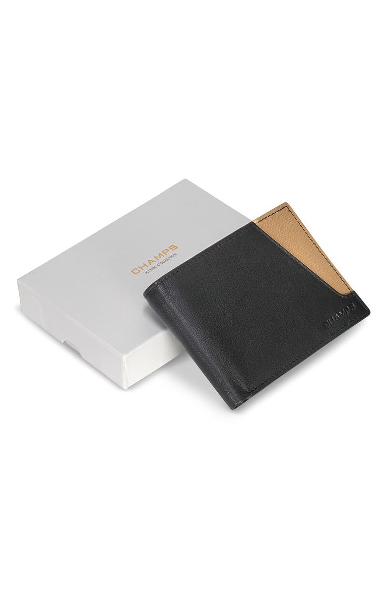 CHAMPS Iconic ID Flap Leather Bifold Wallet, Alternate, color, Black/ Ivory