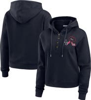 WEAR by Erin Andrews Women's WEAR by Erin Andrews Navy Houston Texans Waffle Hoodie Pullover Top