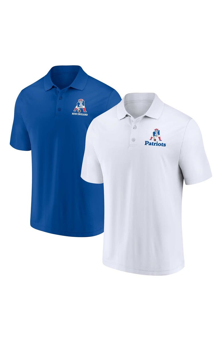 FANATICS Men's Fanatics Branded White/Royal New England Patriots Throwback Two-Pack Polo Set, Main, color, White
