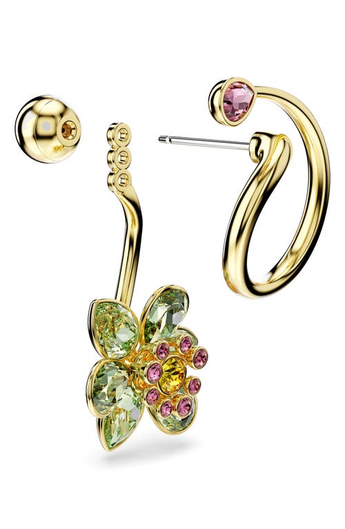 Swarovski Idyllia Gold-tone Plated Asymmetrical Design Drop Earrings In Multi