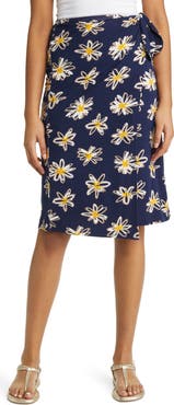Loveappella Floral Faux Wrap Knit Midi Skirt