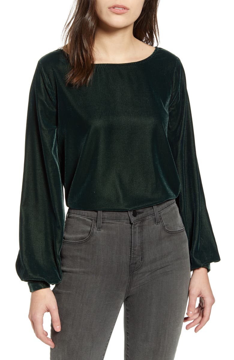 cupcakes and cashmere Taddie Long Sleeve Velvet Top, Main, color, 