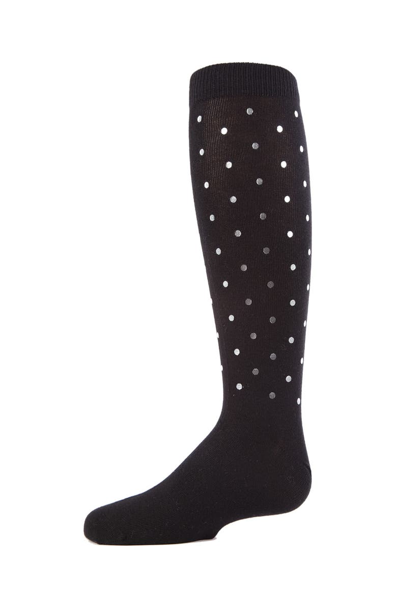 MeMoi A Speck of Spots Polka Dot Knee High Socks, Main, color, Black