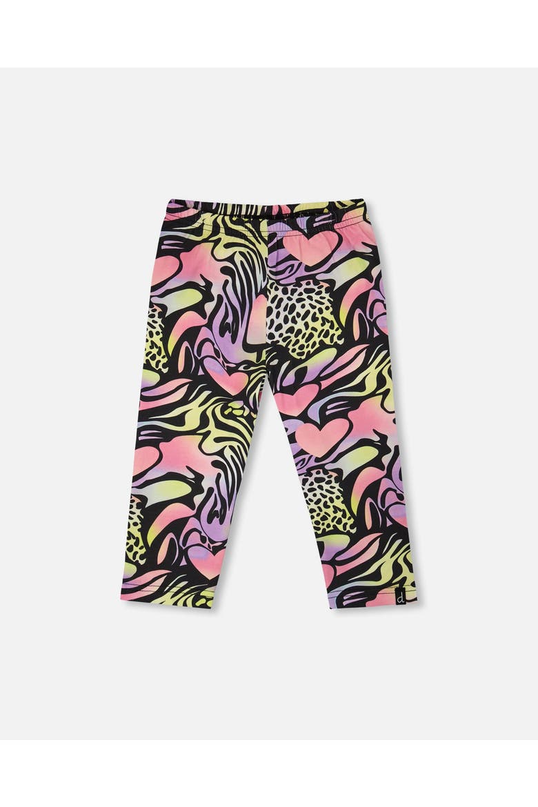 Organic Cotton Jersey Animal Slim Fit Capri, Main, color, Black with Multicolored Print