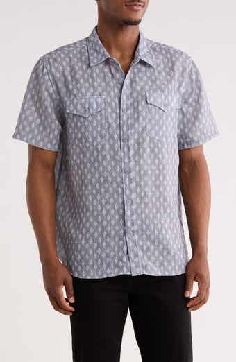 Geometric Print Short Sleeve Button-Up Shirt