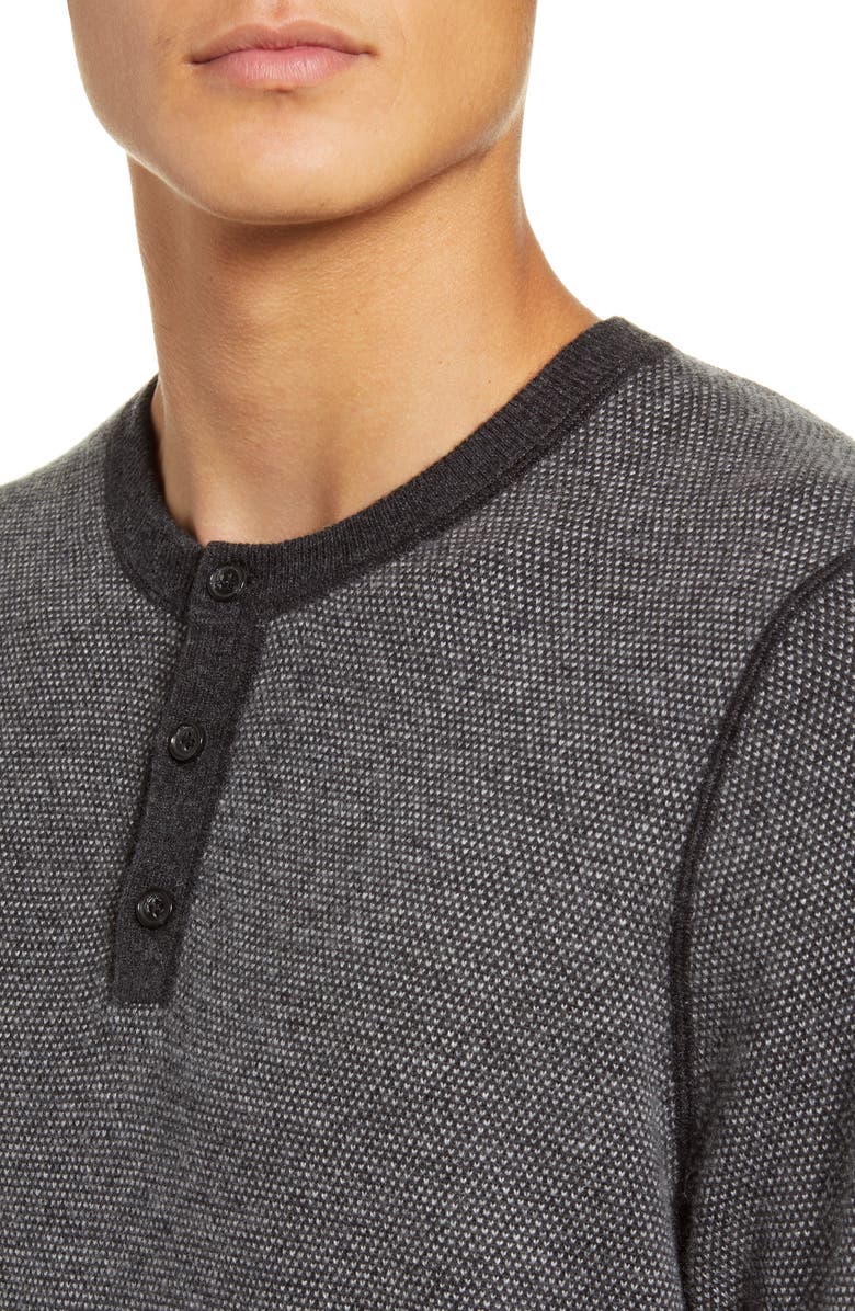 Vince Slim Fit Bird's Eye Henley Wool & Cashmere Sweater, Alternate, color, 