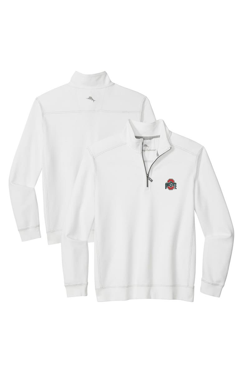 Tommy Bahama Men's Tommy Bahama White Ohio State Buckeyes Montego Bay Half-Zip Jacket, Main, color, White