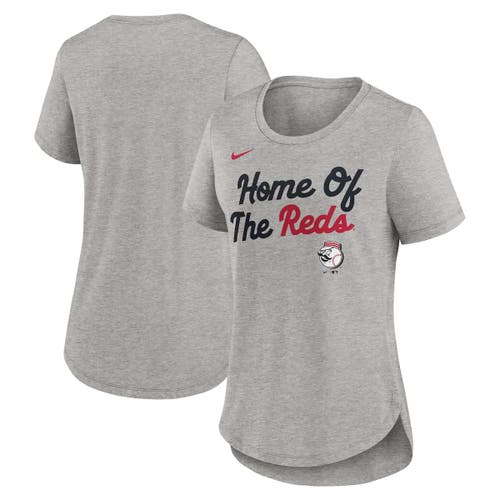 Nike Heather Gray Cincinnati Reds Script Tri-blend T-shirt In Gray