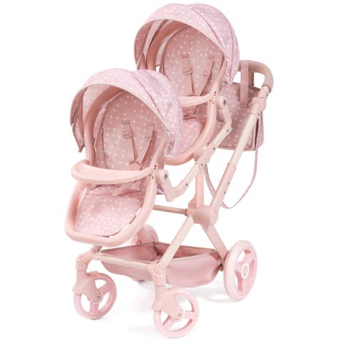 Doll Pram Xeo Twin Double Push Stroller Fits 18" Dolls, Ages 3+