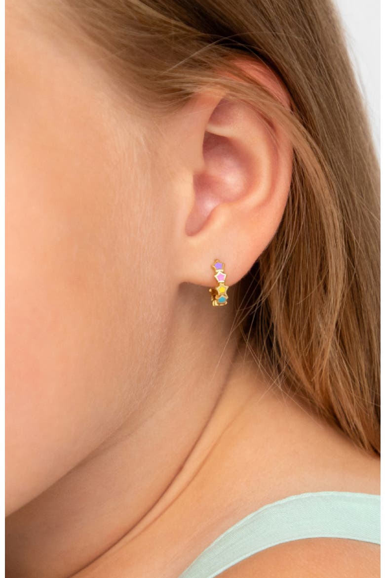 Star Cascade Gold Plated Huggie Hoops, Alternate, color, Multi-Color
