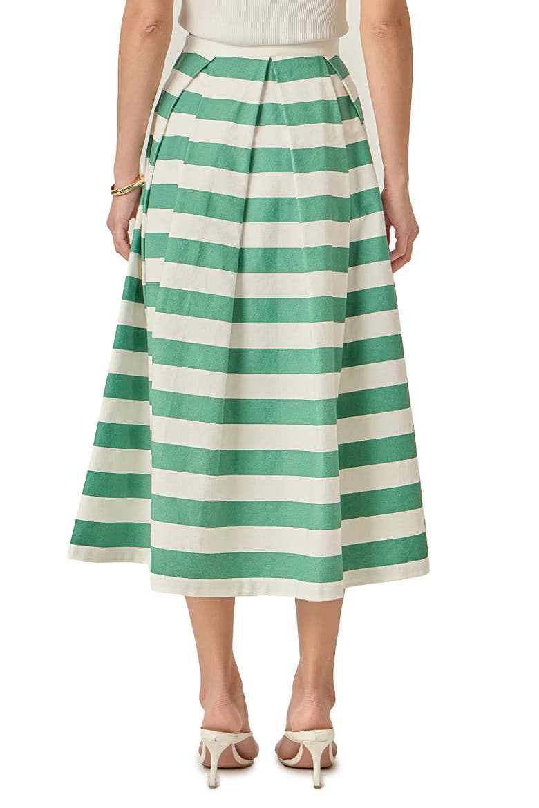 Bold Stripe Cotton Midi Skirt, Alternate, color, GREEN/ WHITE
