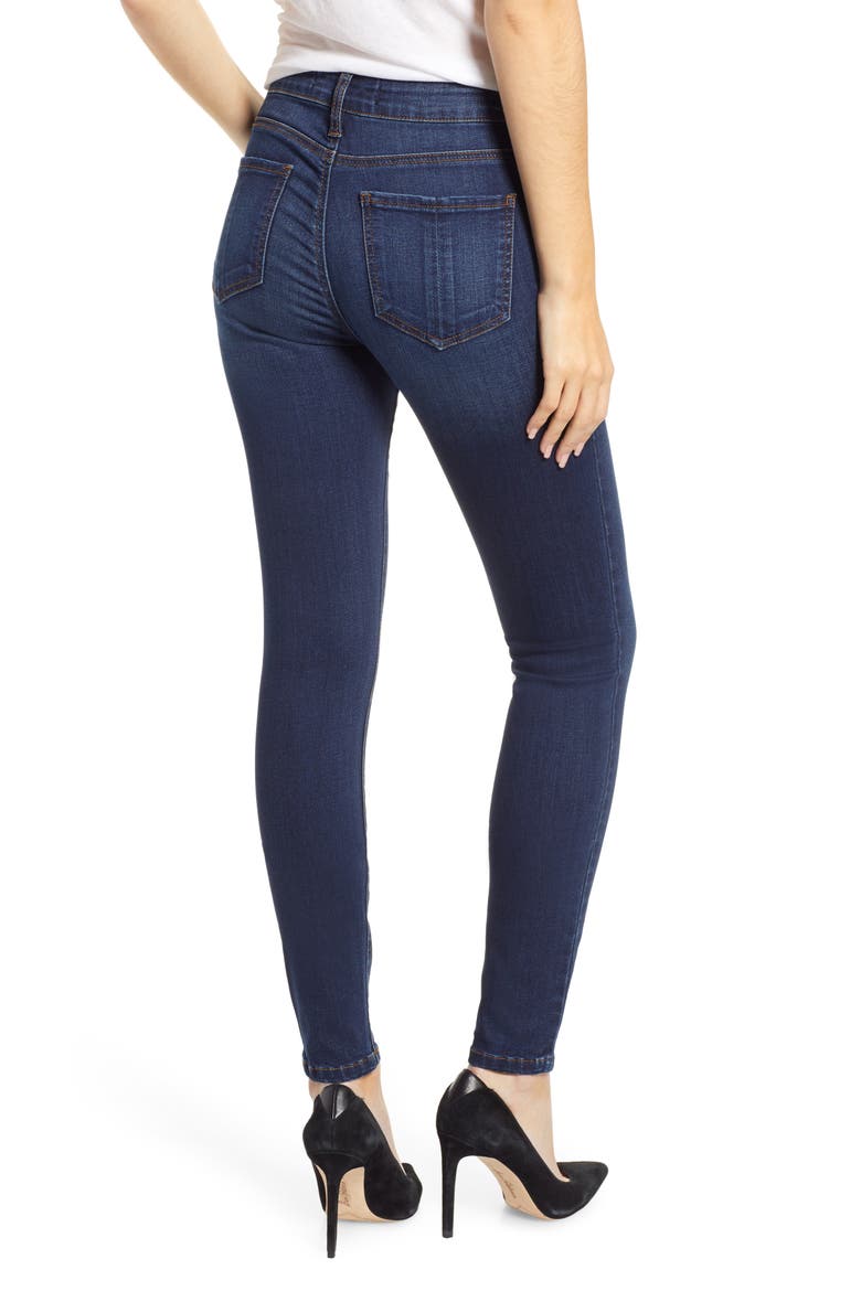 High Waist Skinny Jeans, Alternate, color, DARK