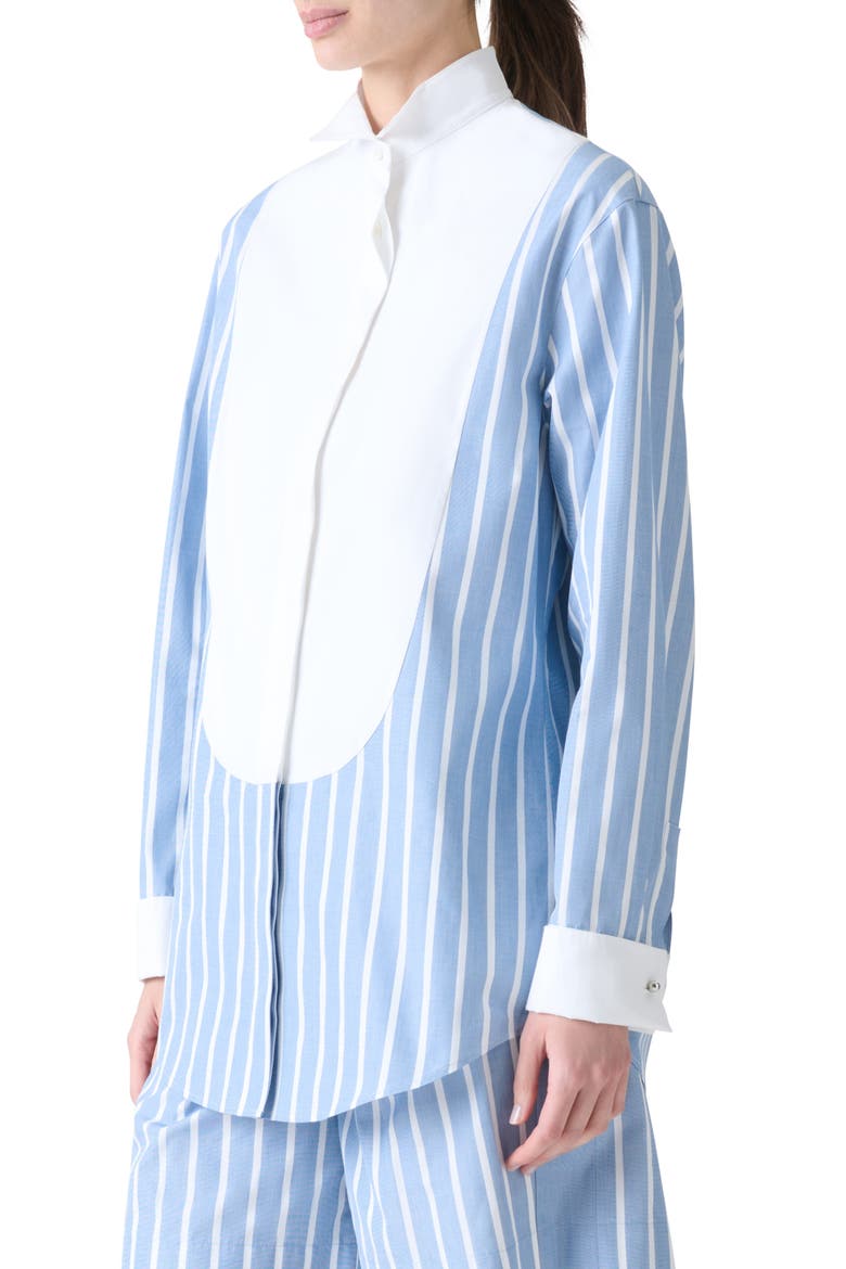 Stripe Plastron Button-Up Shirt, Alternate, color, SKY-CREAM