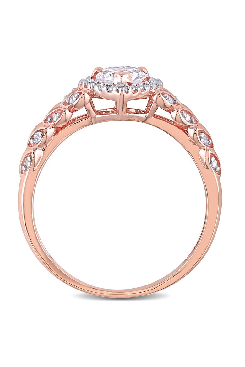 Lab-Created Sapphire & Diamond Heart Ring 10k, Alternate, color, 10k Rose Gold