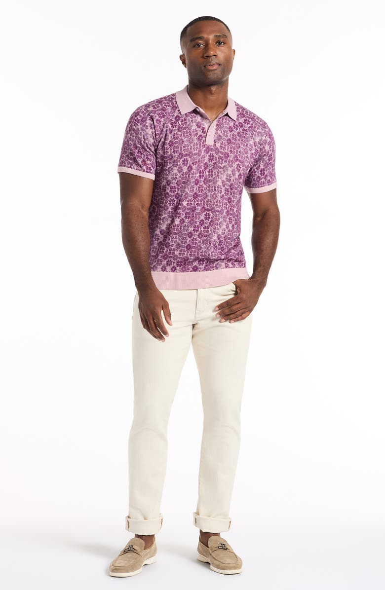 Robert Graham Johnny Collar Cotton Knit Polo, Alternate, color, Light Pink