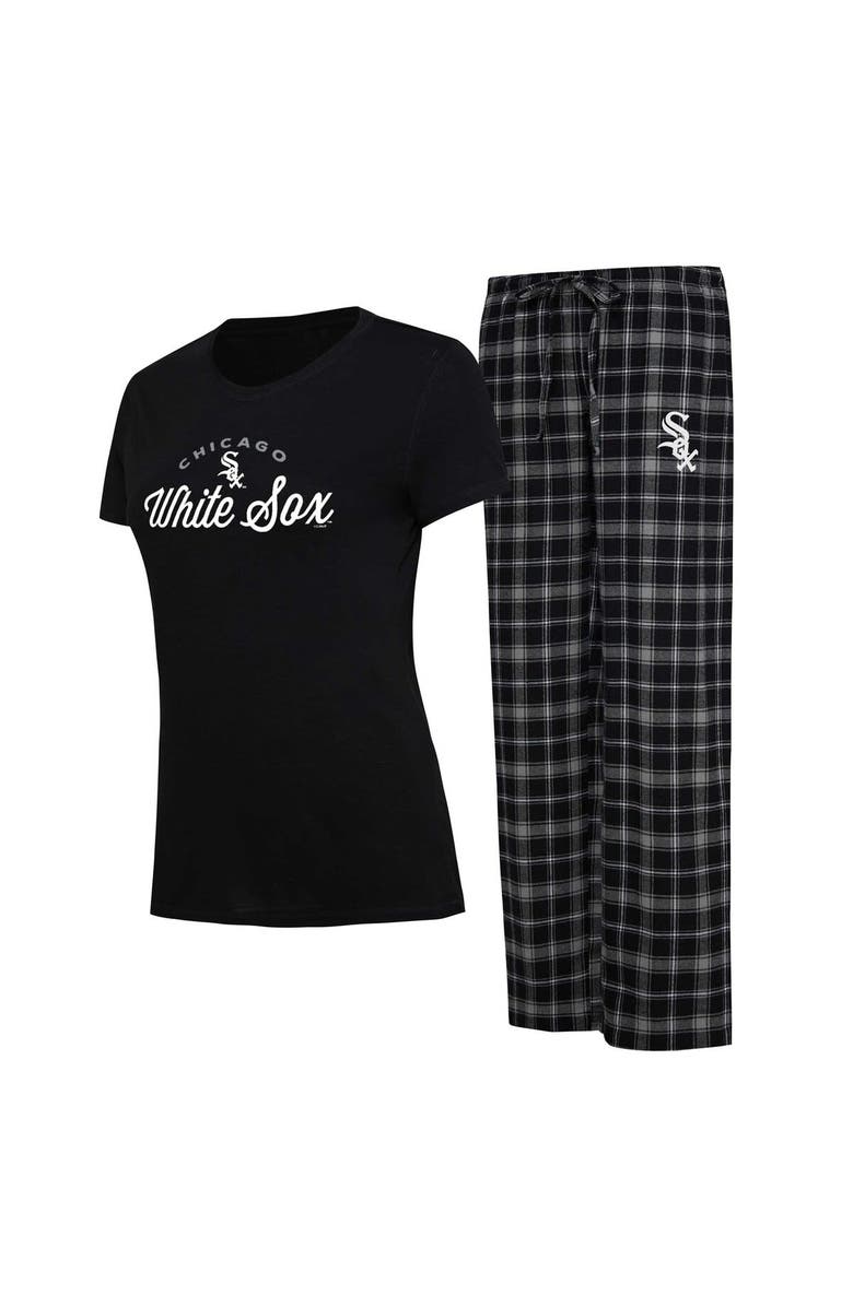 CONCEPTS SPORT Women's Concepts Sport Black/Gray Chicago White Sox Arctic T-Shirt & Flannel Pants Sleep Set, Main, color, Black