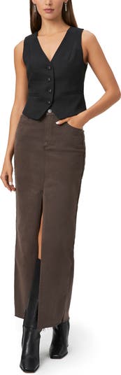 Angela Raw Hem Denim Maxi Skirt