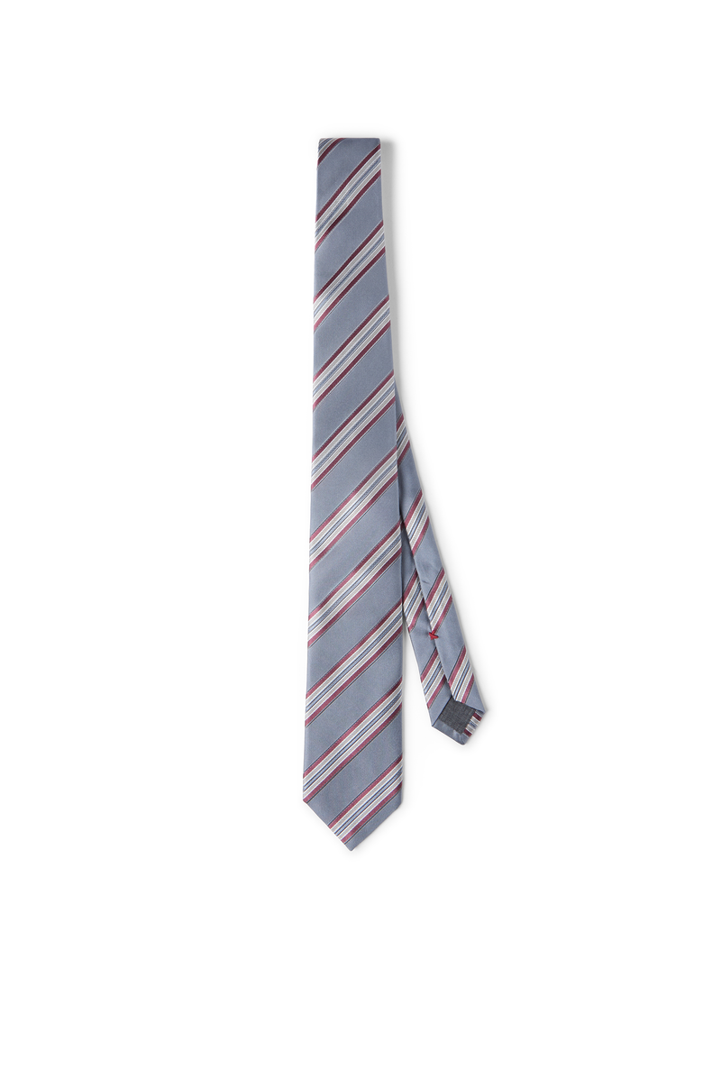 Brunello Cucinelli Silk textured stripe tie, Main, color, Medium Grey
