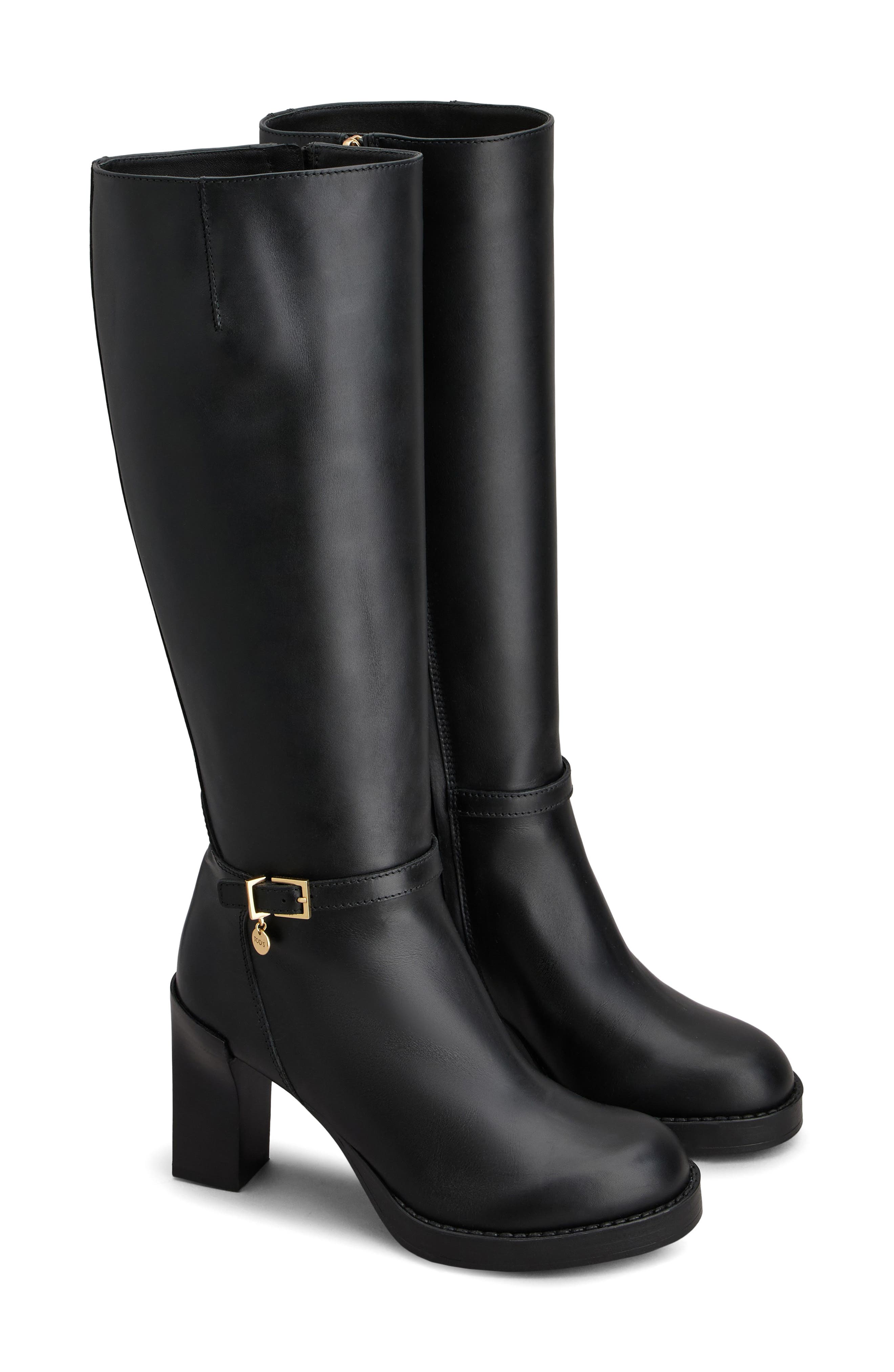 Gomma Buckle Knee High Boot, Main, color, NERO
