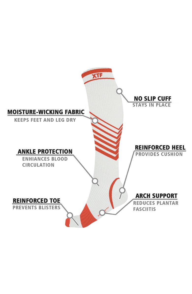 EXTREME FIT Assorted 6-Pack Ultra V Stripe Compression Socks, Alternate, color, White Multi