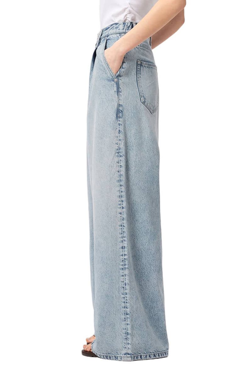 AllSaints Haze Pleat Wide Leg Jeans, Alternate, color, Light Indigo
