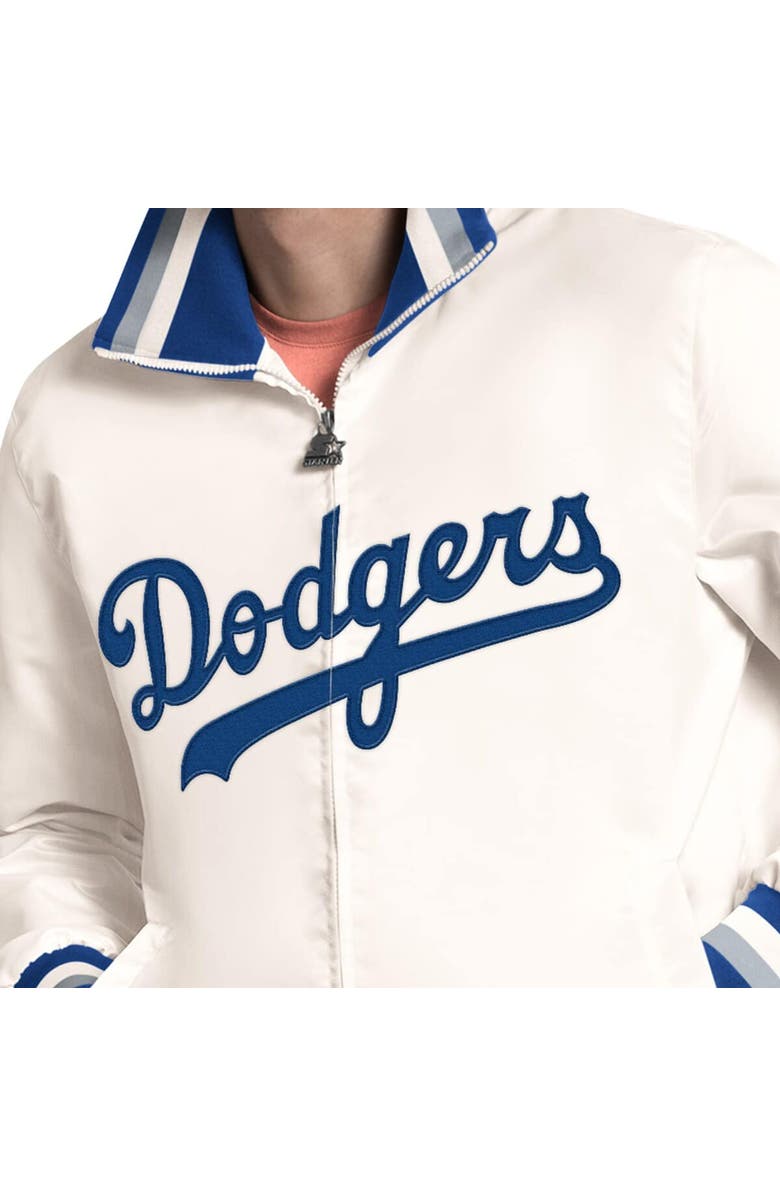 STARTER Men's Starter White Los Angeles Dodgers The Captain Cooperstown Logo Full-Zip Varsity Jacket, Alternate, color, White