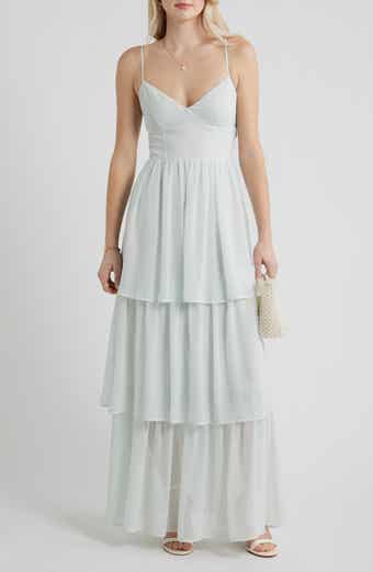 BP. Tiered Chiffon Maxi Cocktail Dress