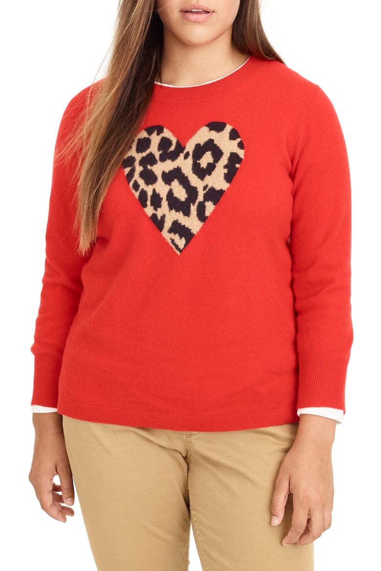 Leopard Heart Everyday Cashmere Sweater, Alternate, color, BRIGHT CERISE LEOPARD