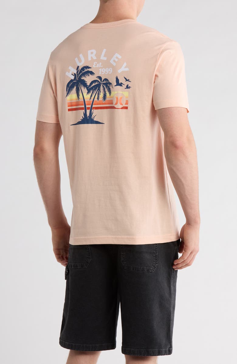 Hurley Stripey Sunrise Cotton Graphic T-Shirt, Alternate, color, Candy Pink