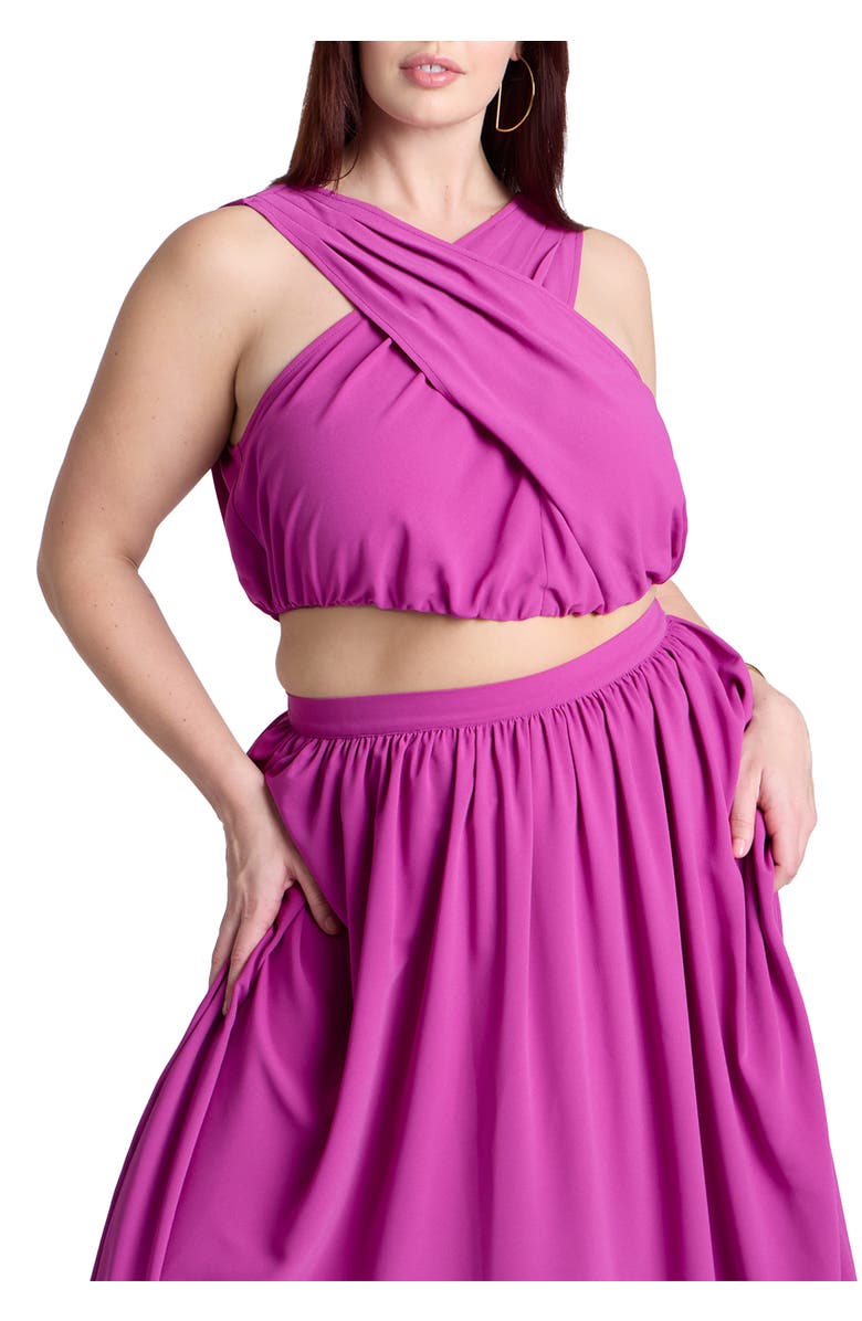 ELOQUII Shirred Wrap Crop Top, Main, color, Aster Novae