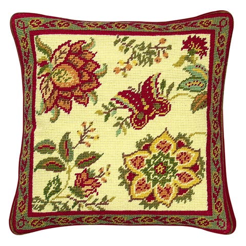Colonial Williamsburg Tracery Floral #1 Needlepoint Pillow, 14" x 14"