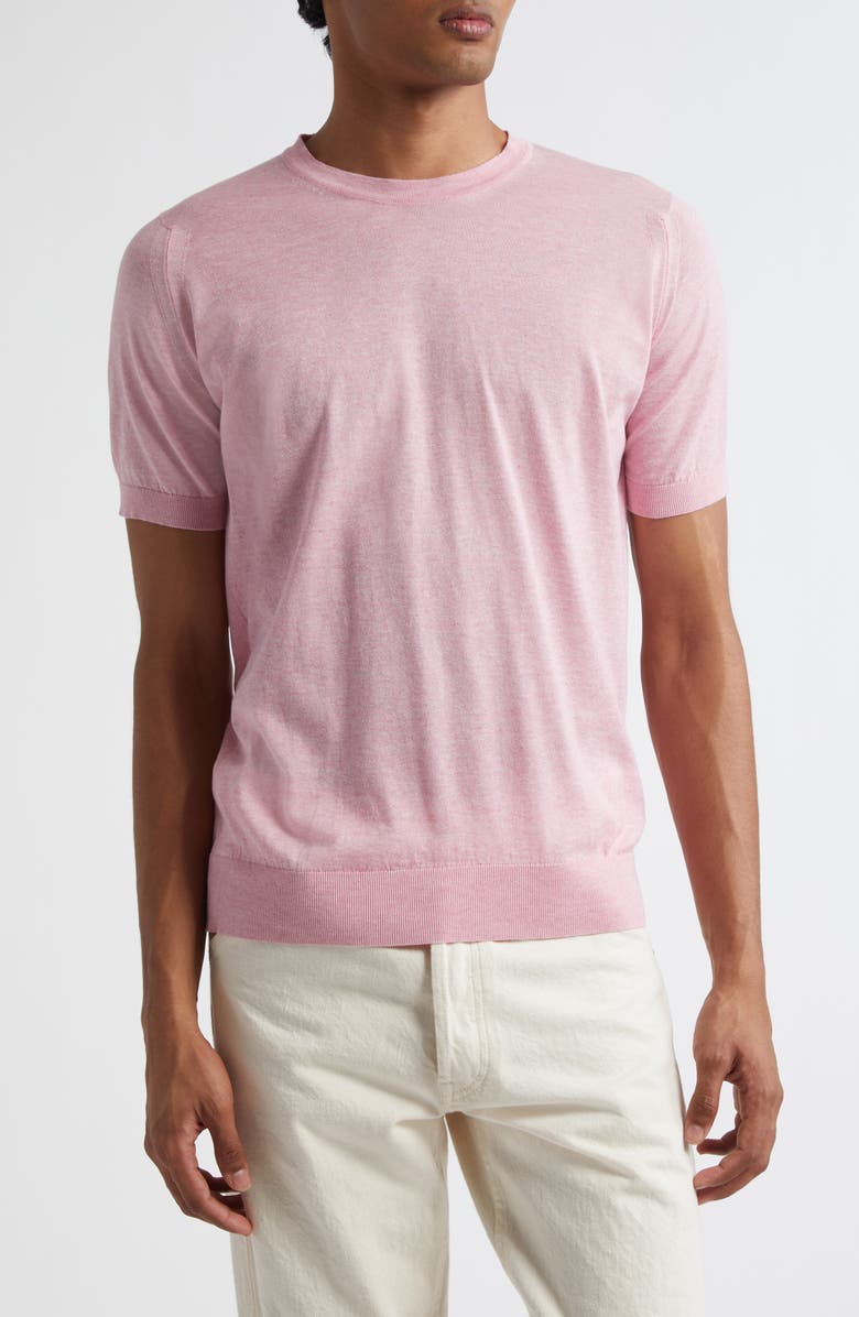 John Smedley Coulter Sea Island Cotton & Cashmere T-Shirt, Main, color, Roseate