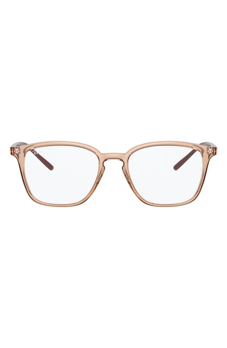 Ray-Ban Unisex 52mm Square Optical Glasses, Main, color, Brown