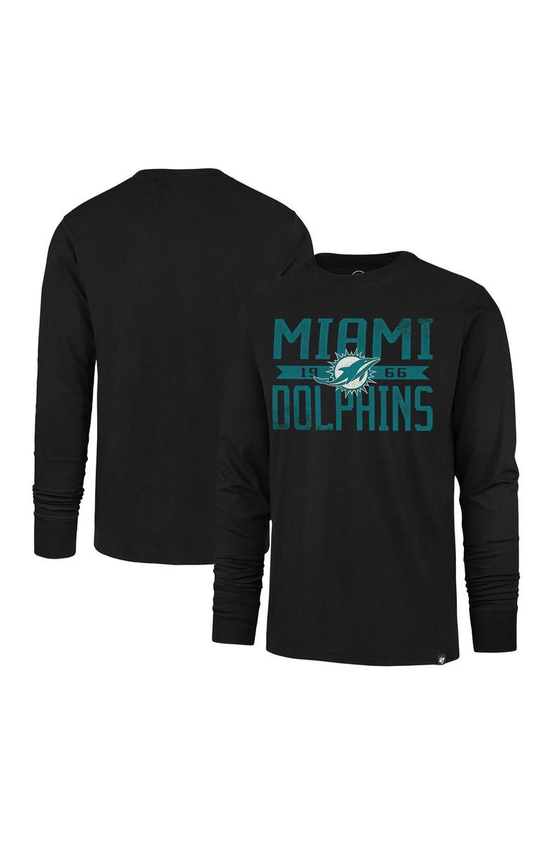 '47 Men's '47 Black Miami Dolphins Wide Out Franklin Long Sleeve T-Shirt, Main, color, 