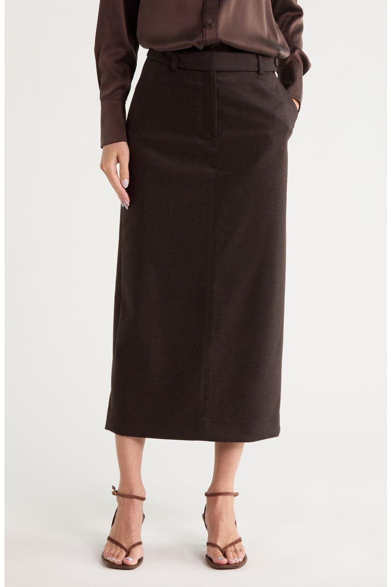 Wool & Cashmere Midi Skirt, Main, color, CHOCOLATE