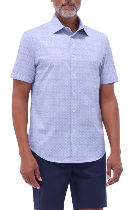 Miles OoohCotton® Mosaic Print Short Sleeve Button-Up Shirt