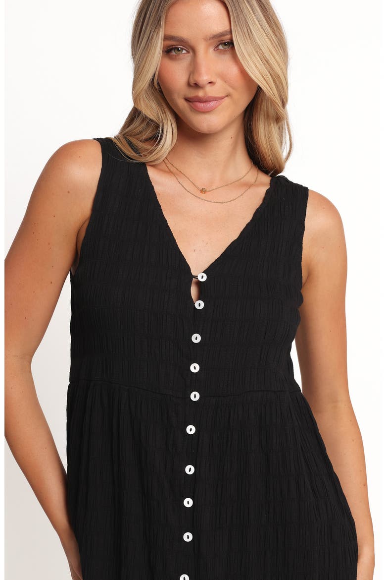 Sam Stretch Cotton Button-Up Midi Dress, Alternate, color, BLACK