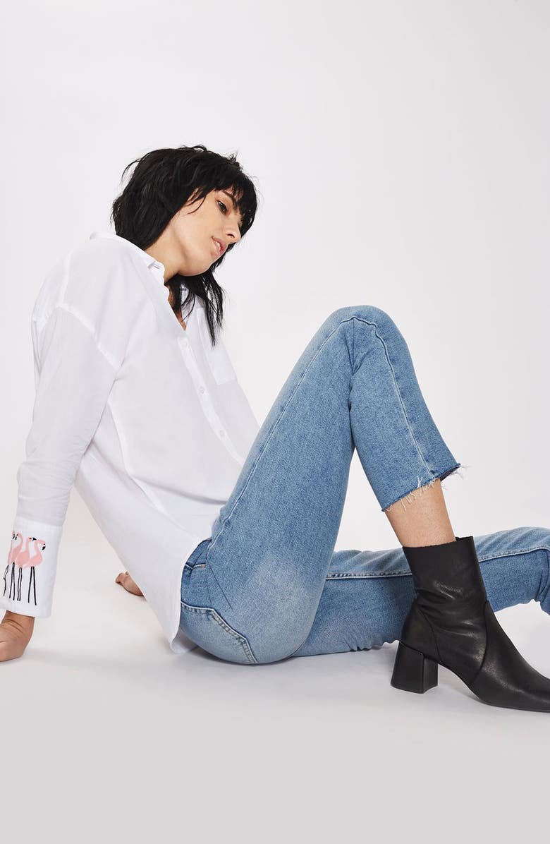 Topshop Raw Hem Straight Leg Jeans, Alternate, color, 