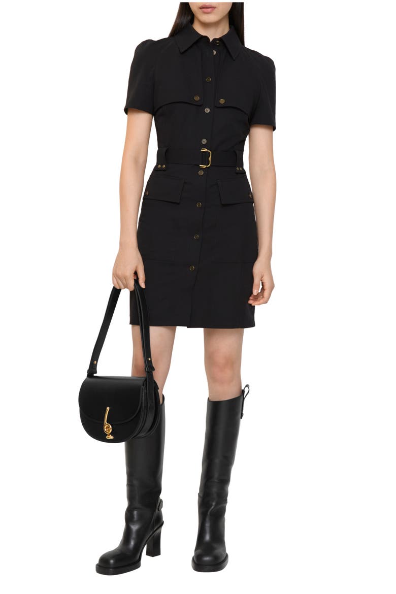 Wool Trench Dress, Main, color, Black