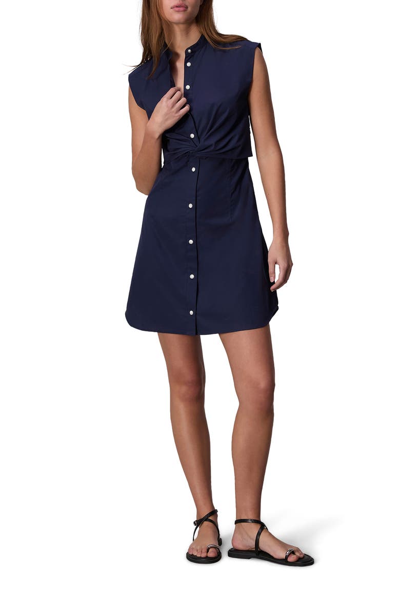 Louisa Sleeveless Poplin Shirtdress, Main, color, NAVY