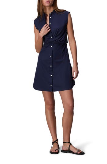 Rag & Bone Louisa Sleeveless Poplin Mini Dress In Navy