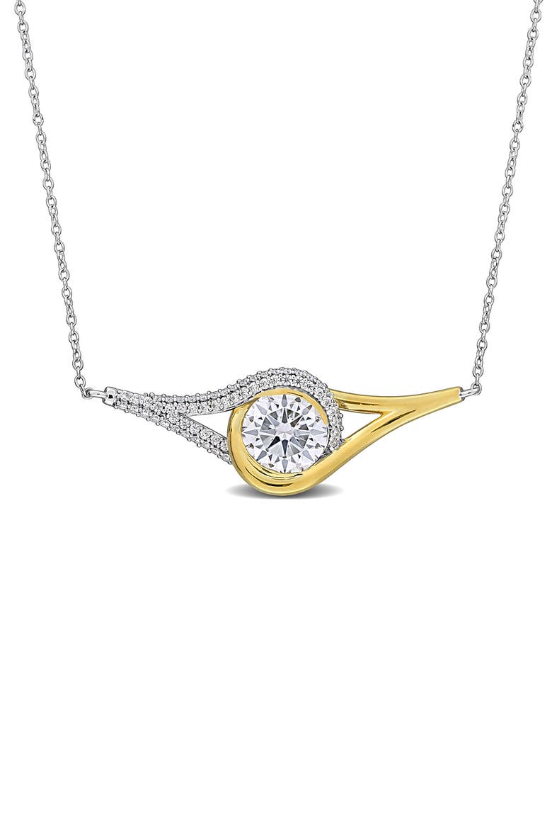 Created Moissanite Pendant Necklace, Main, color, GOLD