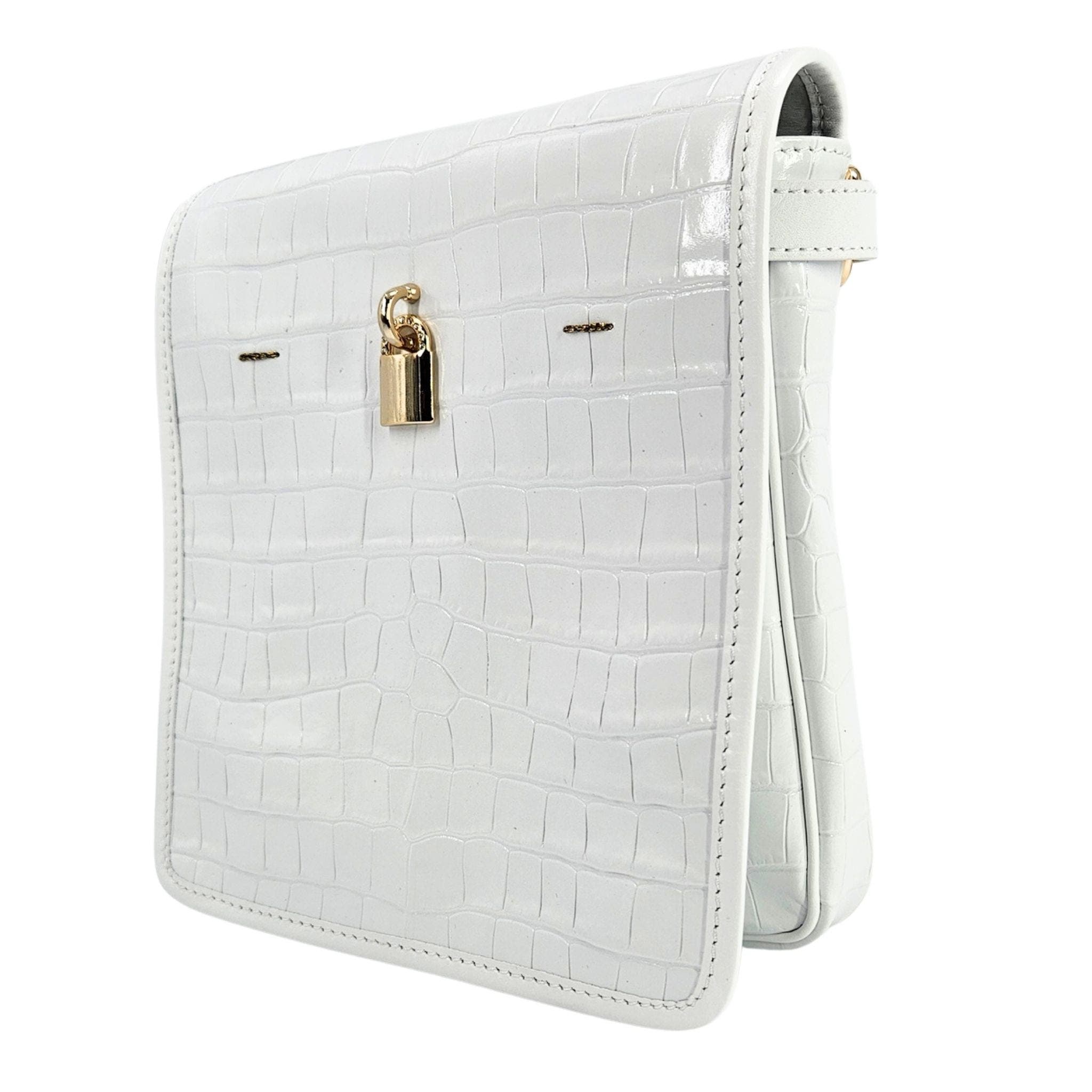 Madison Maison Moc Croc Crossbody Bag, Alternate, color, Off-White