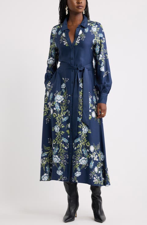 Long Sleeve Belted Midi Shirtdress